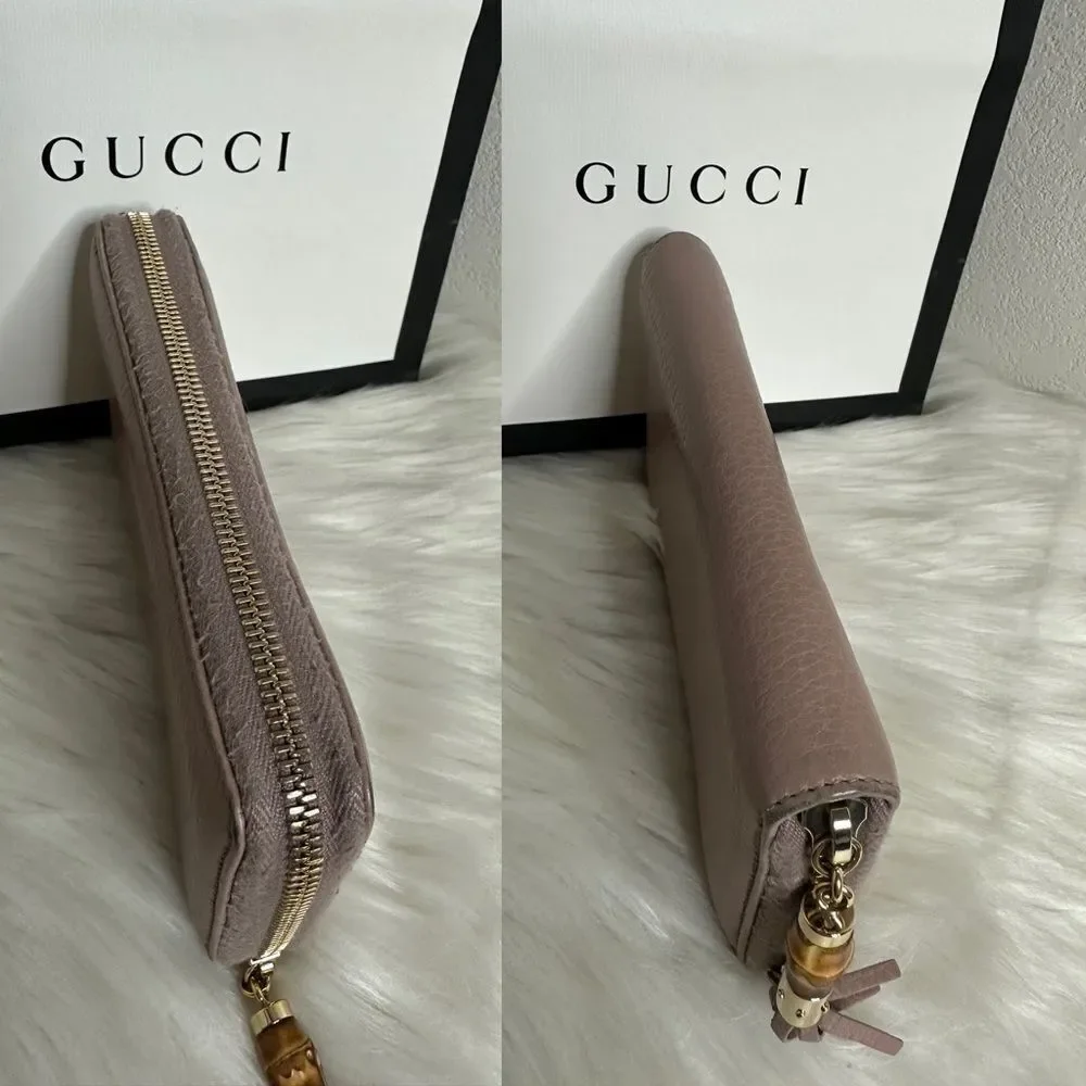 💯Authentic Gucci Zipped Leather Long Wallet🍀